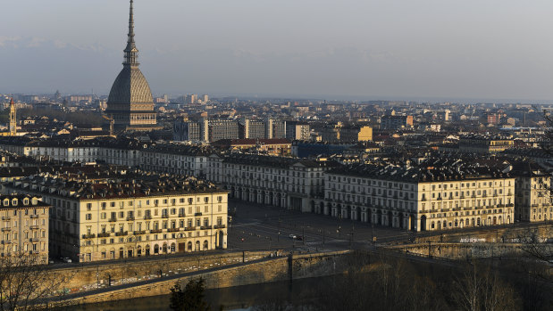 Buildings and streets in Turin, Italy, are seen during the lockdown due to the coronavirus.