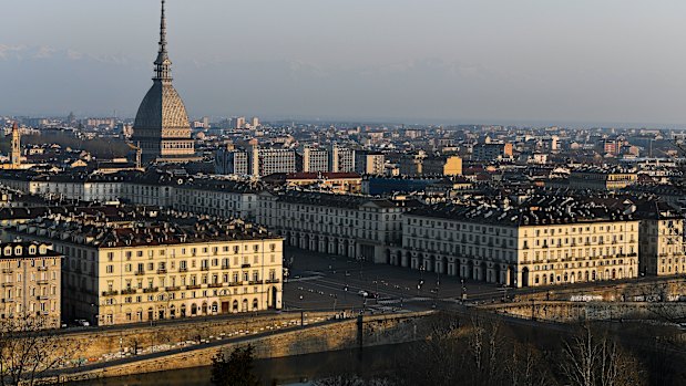 Buildings and streets in Turin, Italy, are seen during the lockdown due to the coronavirus.