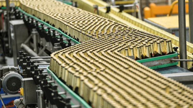 A production line at CUB Carlton & United Breweries.