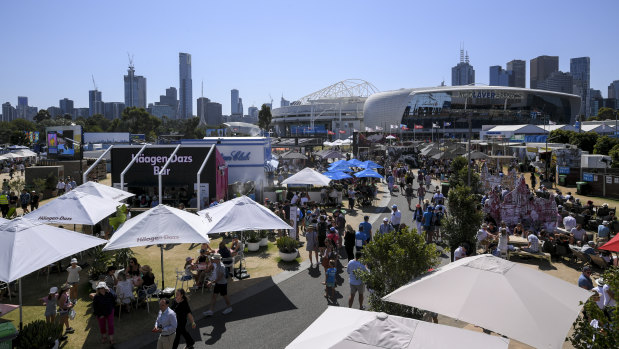 'Grand Slam Oval' is a sprawling expanse of food, drink and sponsor activities. Australian Open chiefs says their entertainment vision is only at "2/10" stage. 