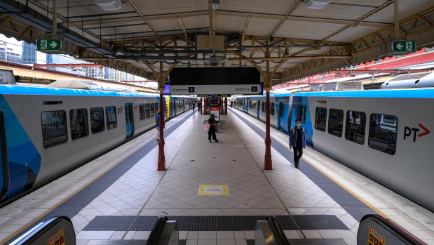 Flinders Street station during Melbourne's lockdown.