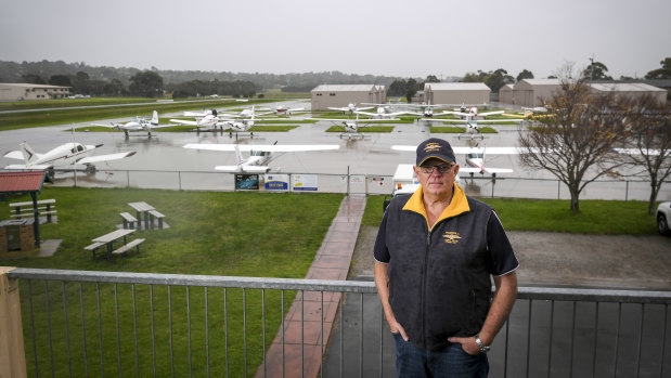 Jack Vevers in front of the Tyabb airfield.