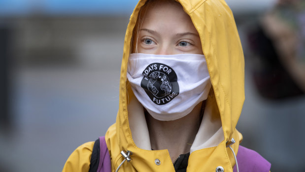 Swedish climate activist Greta Thunberg attends a Fridays For Future protest outside the Swedish Parliament in Stockholm in October.