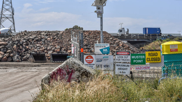 A West Gate Tunnel construction site in New Street, South Kingsville.