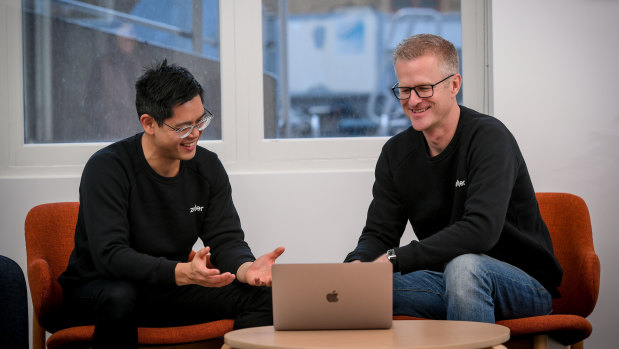 Zeller co-founders Dominic Yap (left) and Ben Pfisterer launched Zeller on Tuesday. 