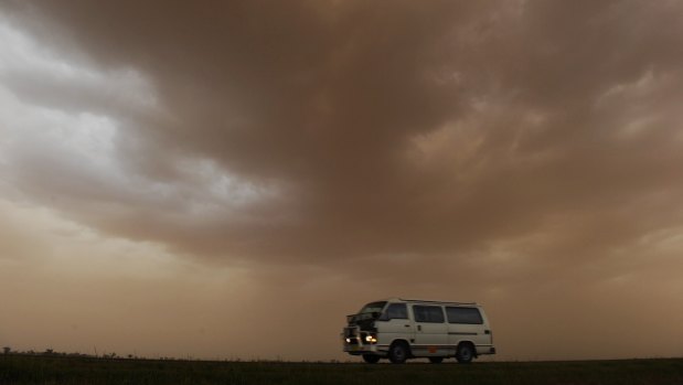 Dust storms swept much of NSW on Saturday. 