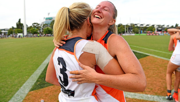 Giants star Tanya Hetherington  after the win against Richmond.