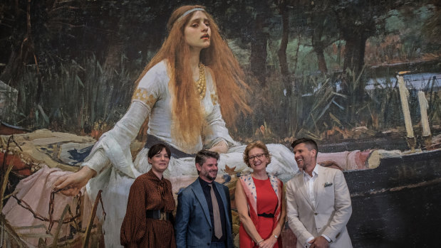 Singer Sarah Blasko, National Gallery of Australia director Nick Mitzevich, director of national and international partnerships at the Tate Judith Nesbitt and television presenter Osher Gunsberg at the launch of Love and Desire.