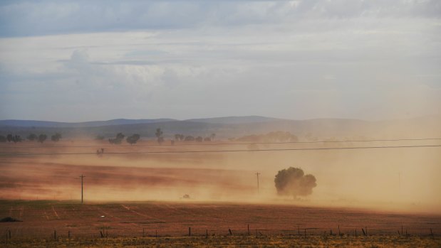 Sign of the times:  Dust whipped up near Narrandera as a cold front moved through on Friday.