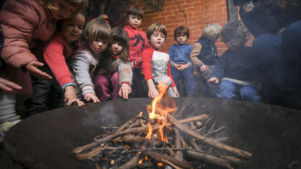 Kinder kids learn all about fire at the East West Child Care Association in Fitzroy.