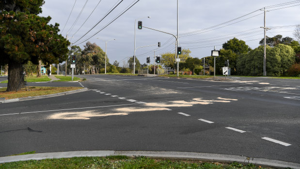 The intersection of Boronia Rd and Amesbury Ave in Wantirna where a motorcyclist died and young mother who came to his aid was also killed.