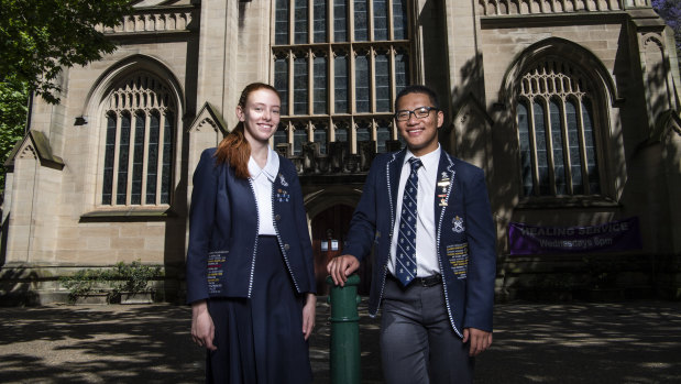 St Andrews Cathedral School students Gemma Gardiner and Dylan Nguyen did not expect to begin exams before their HSC peers
