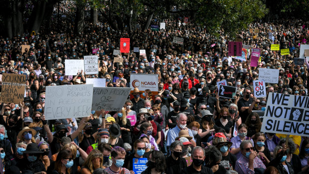 Crowds streamed into Treasury Gardens at 12 noon on Monday for the March 4 Justice.