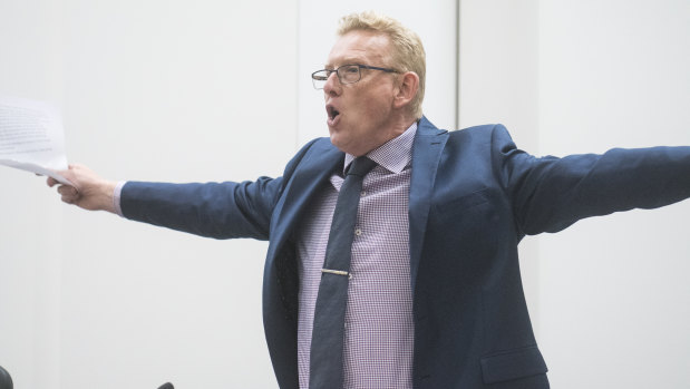 Canberra Liberal Mark Parton argues against a proposed review into place names in the ACT on Wednesday.