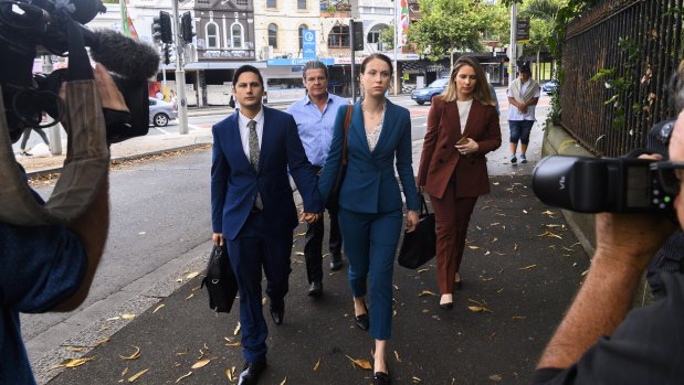 Blake Davis and Hannah Quinn outside the Darlinghurst Supreme Court on Monday.