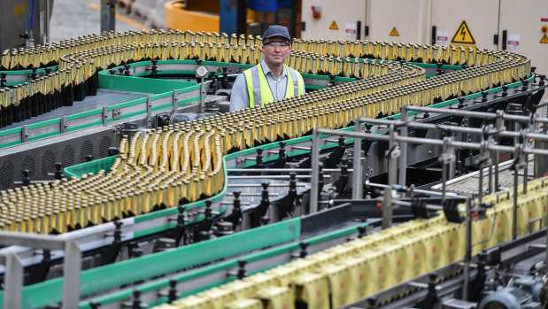 The Abbotsford brewery produces more than 2 million bottles of beer a day.