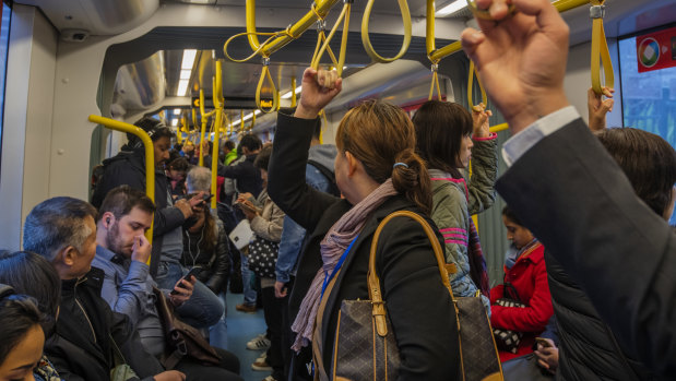 The Inner West Light Rail was packed during the peak pre-COVID.