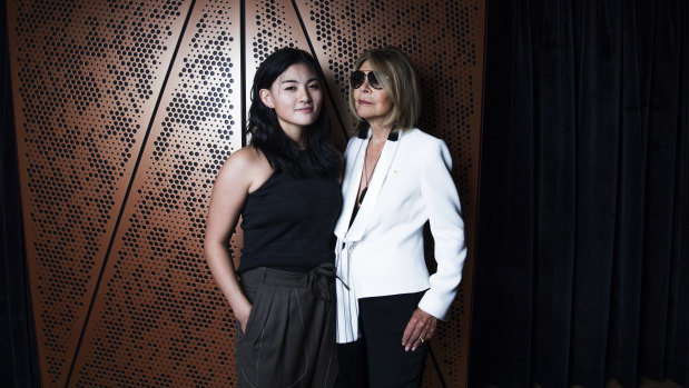 Carla Zampatti (right) with the inaugural winner of the Carla Zampatti Foundation Design Award, Sarah Lim. 