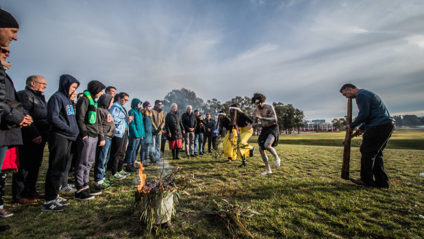 Dozens of people turn out to mark the ACT's first ever Reconciliation Day public holiday at an event on Reconciliation Place on Monday morning.