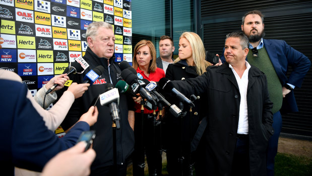King of the jungle: Panthers supremo Phil Gould speaks to reporters in Penrith on Tuesday.