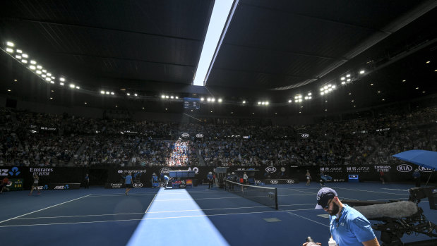 The Rod Laver Arena roof was shut mid-match.