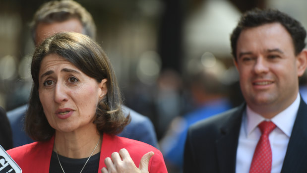 Premier Gladys Berejiklian with Sports Minister Stuart Ayres.