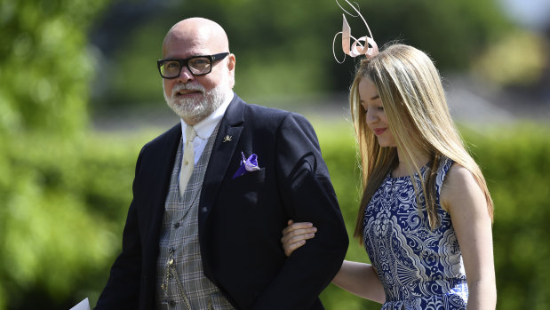 Gary Goldsmith, left, uncle of the bride and his daughter Tallulah, arrive for the wedding of Pippa Middleton and James Matthews  in 2017.
