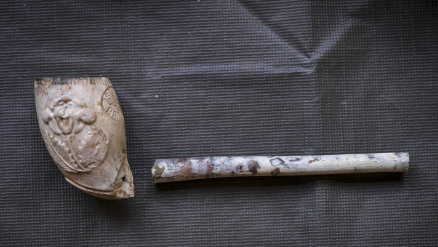 A pipe discovered in the Swanston Street dig.