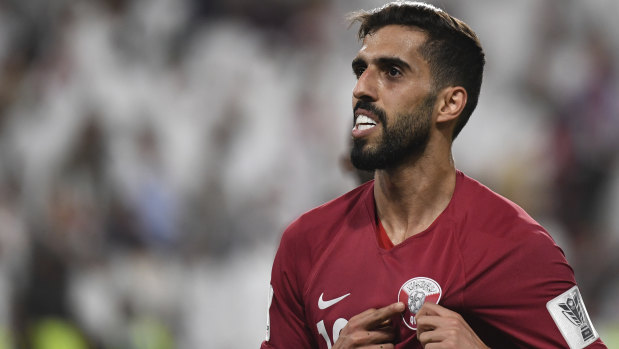 Catalyst: Qatar's third goal, from striker Hasan Al Haydos, sent UAE fans streaming for the exits.