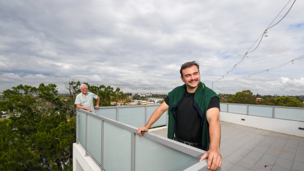 Josh Kidd, with dad Michael in the background, was grateful to get some financial help from his family but would like the government to do more to support first-home buyers.