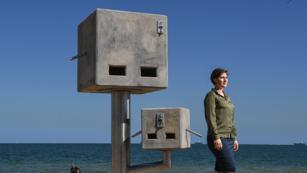 Nina Sanadze juxtaposes a symbol of carefree Australia, the beach, with the contemporary manifestations of fear, bollards. 