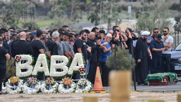 Mourners at Fawkner cemetery.