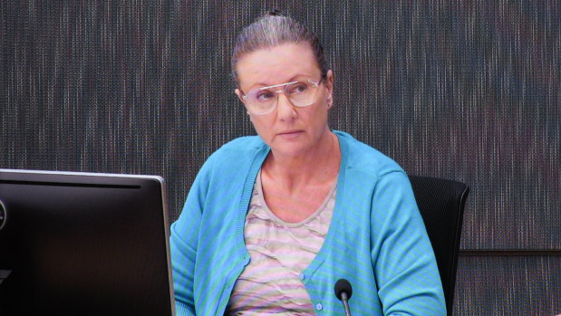 Kathleen Folbigg gives evidence at her inquiry last year.