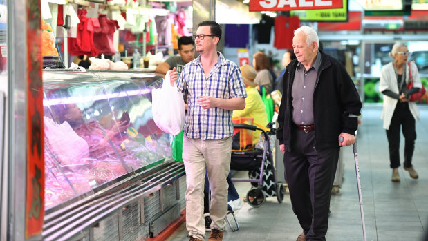 Leicester O'Loughlin buys meat for his restaurant at the market because even though it's more expensive due to the drought, it's cheaper than from most suppliers. 