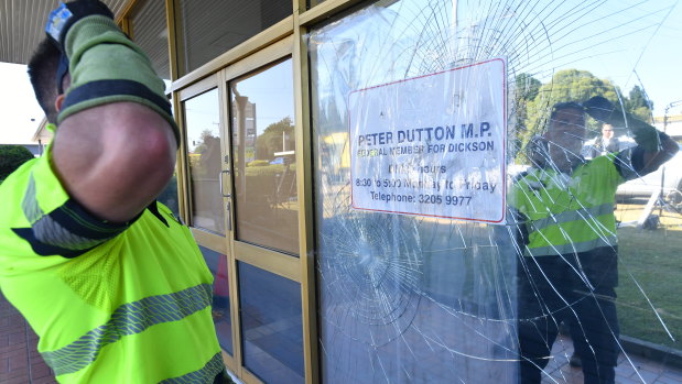 Peter Dutton's electorate office atr Strathpine was vandalised the night before the Liberal Party leadership spill.