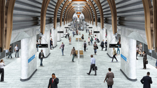 An artist's impression of the platform at the new State Library station.