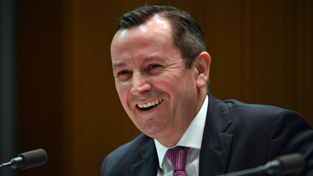 WA Premier Mark McGowan appearing before the Economics Legislation Committee at Federal Parliament last month, arguing for a fair GST deal.