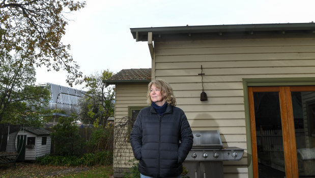 Mary Hogan's home is 60 metres from the elevated Hughesville station now under construction.
