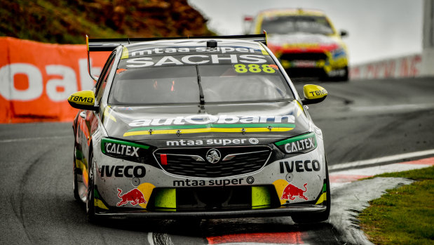 Craig Lowndes races in the Bathurst 1000 on Sunday.