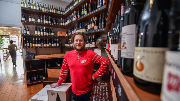 Tim Cohen, owner of Brunswick East Wine Store in Lygon Street.