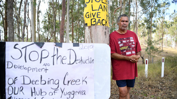 Yuggera-Ugarapul man Wade Thompson at Deebing Heights on Thursday.