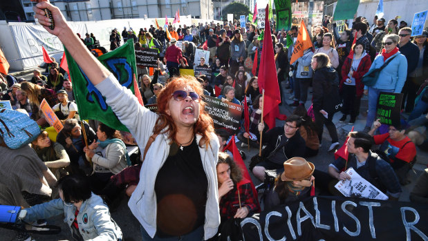 Extinction Rebellion protesters blocking Brisbane traffic earlier this month.