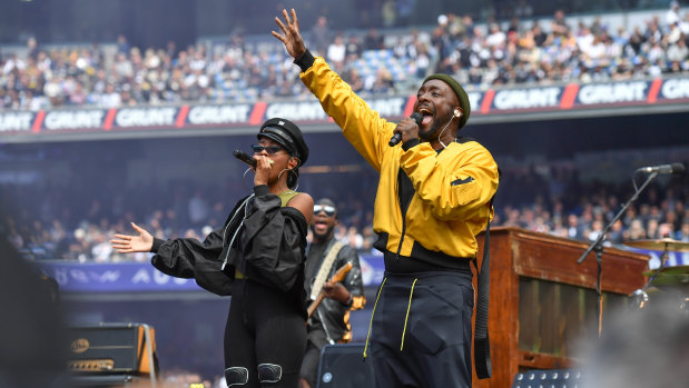 The Black Eyed Peas perform at the AFL grand final.
