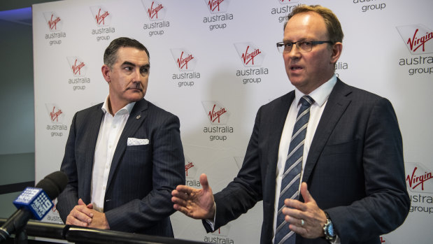 Virgin Australia administrator Vaughan Strawbridge, right, with CEO Paul Scurrah. 