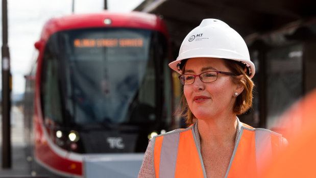 Transport Minister Meegan Fitzharris, pictured above, said in a "perfect world" planning rules for Northbourne Avenue would have been finalised before the light rail was built. 