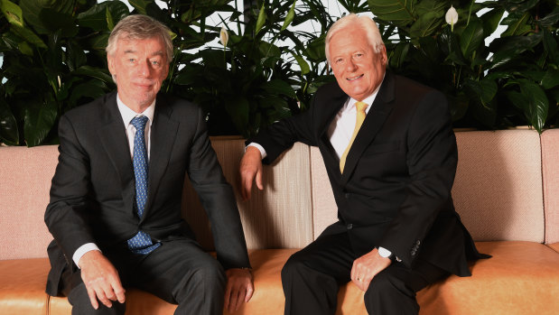 Lindsay Maxted (left) brought forward his retirement after the scandal. John McFarlane (left) replaced him as Westpac chairman.