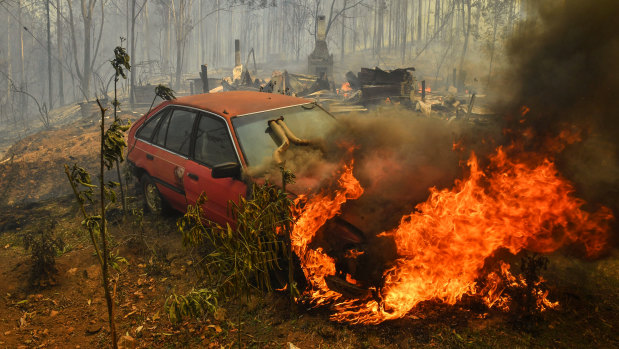 A property and car destroyed at Hillville.