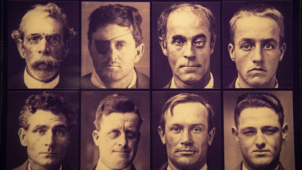 Mugshots from Long Bay jail on display at the Justice & Police Museum.