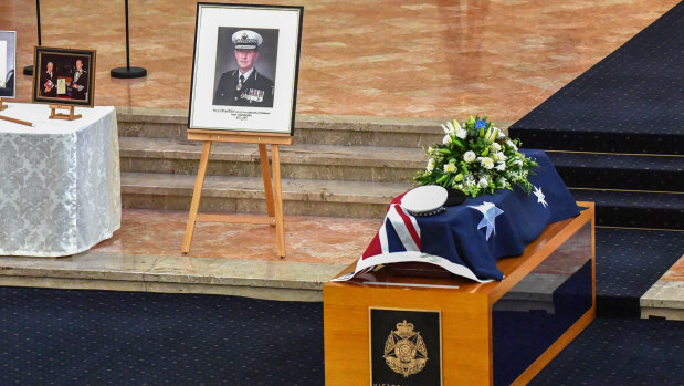 Mick Miller was farewelled at the Victoria Police academy chapel on Tuesday.