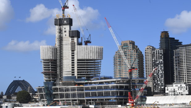 Crown's $2.4 billion hotel and casino at Barangaroo is due to open early next year. 